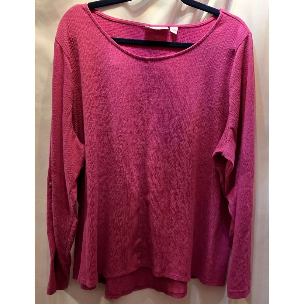 Belle By Kim Gravel Pink Crinkle Long Sleeve Shirt Size XL